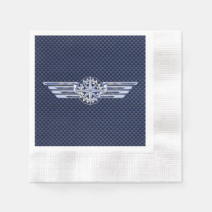 General Air Pilot Chrome Like Wings Compass Napkins
