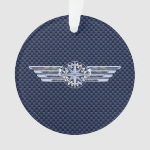 General Air Pilot Chrome Like Wings Compass Ornament