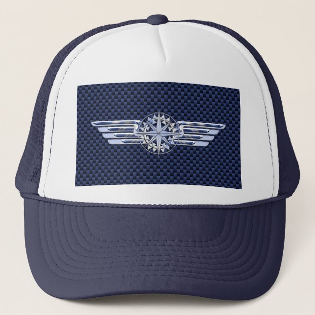 General Air Pilot Chrome Like Wings Compass Trucker Hat (Front)