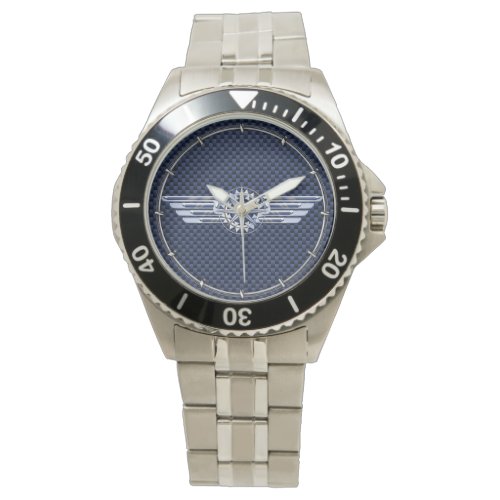 General Air Pilot Chrome Like Wings Compass Watch