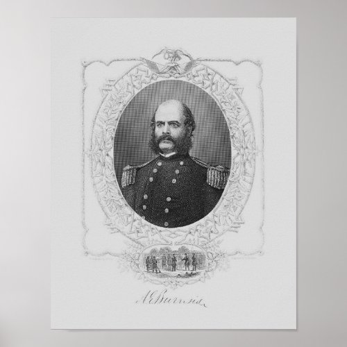 General Ambrose Burnside Engraved Portrait Poster