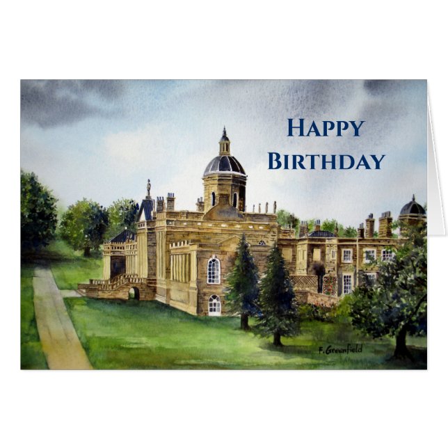 General Birthday Castle Howard Watercolor Painting (Front Horizontal)