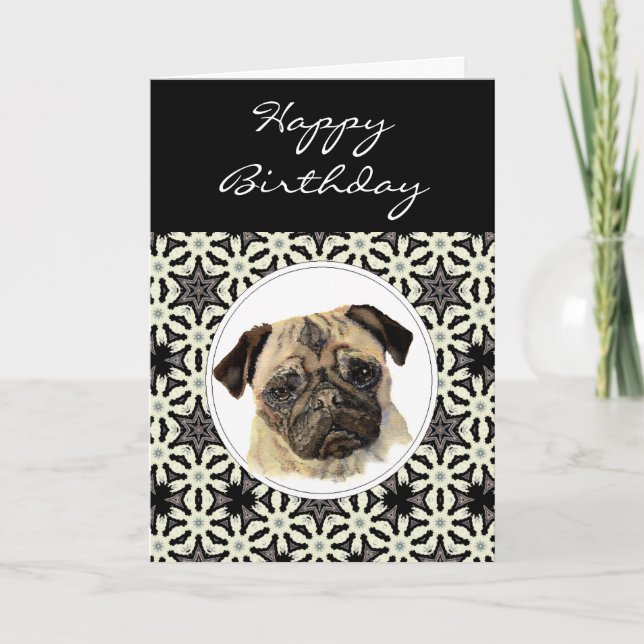 General Birthday Pug, Pet Dog Card (Front)