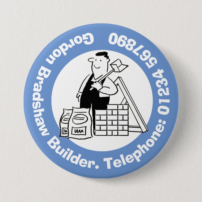 General Builder with Building Materials. Button (Front)