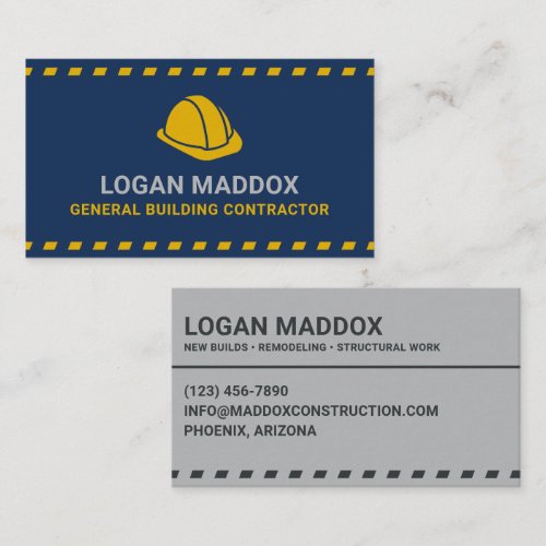 General Building Contractor Hardhat Dark Blue Business Card