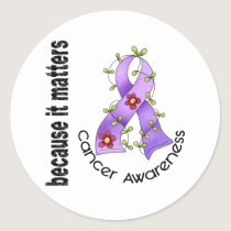 General Cancer Flower Ribbon 3 Classic Round Sticker