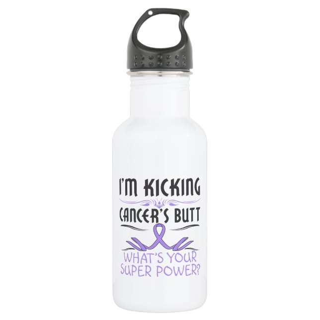General Cancer Kicking Cancer Butt Super Power Water Bottle (Front)