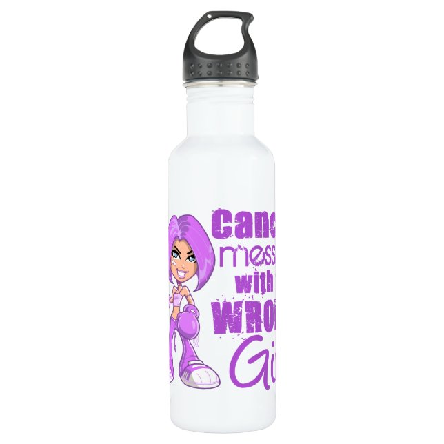 General Cancer Messed With Wrong Girl Stainless Steel Water Bottle (Front)