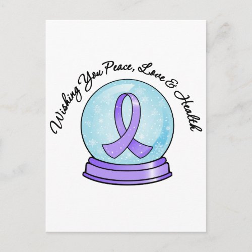 General Cancer Ribbon Merry Christmas Snowglobe Holiday Postcard