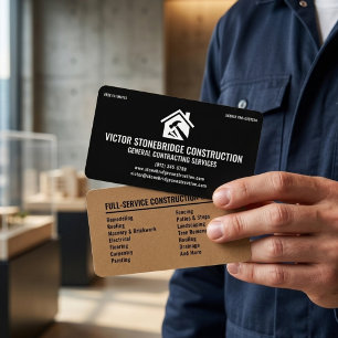 General Construction & Remodeling Modern Black Tan Business Card