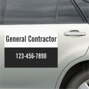 General Contractor Black and White Promotional Car Magnet