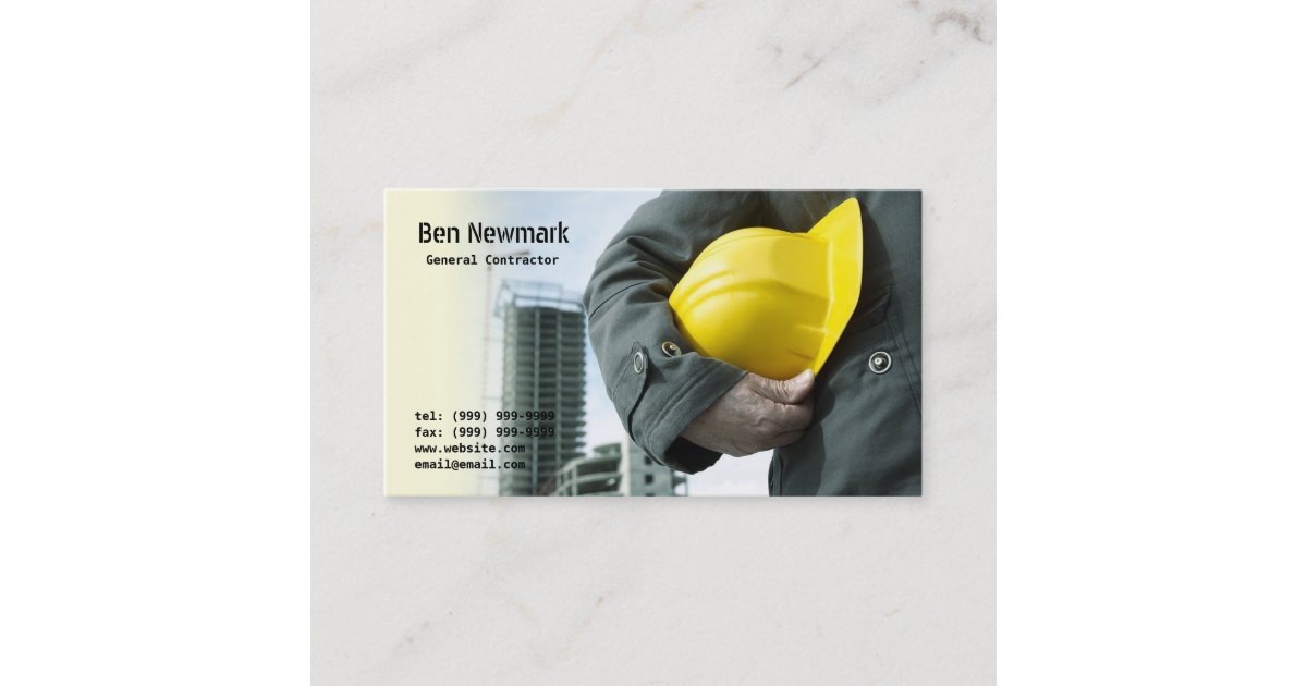 General Contractor, Builder, Construction, Business Card | Zazzle