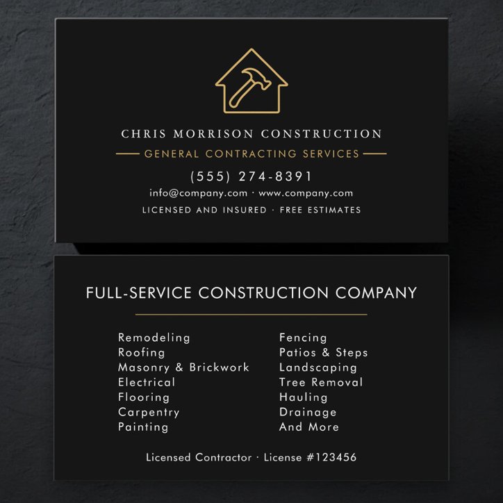 General Contractor Business Card
