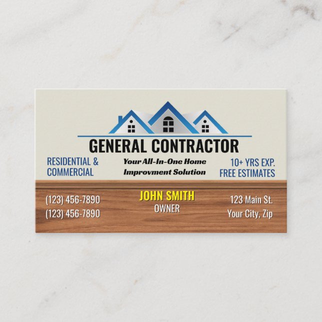 General Contractor Business Cards (Front)