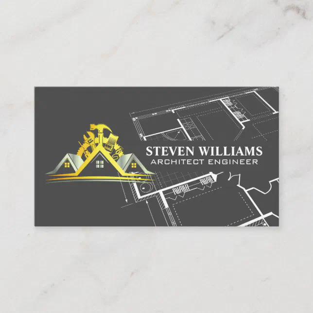 General Contractor Construction | Blueprints Business Card | Zazzle