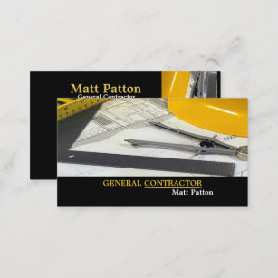General Contractor Construction Blueprints Ruler Business Card