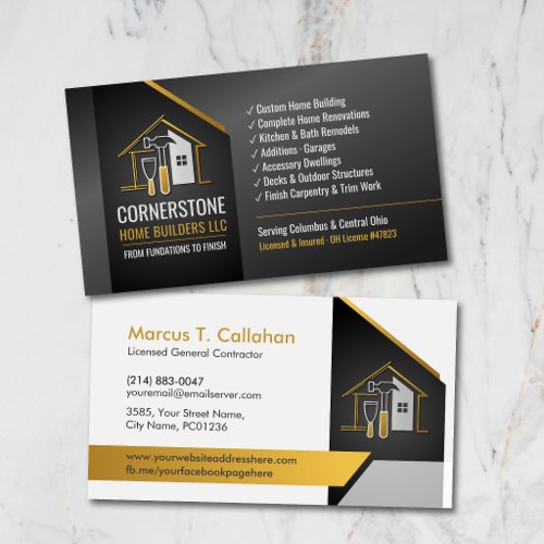 General Contractor Construction services Business Card