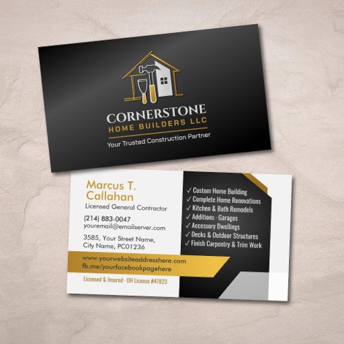 General Contractor Construction services Business Card