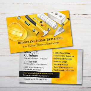 General Contractor Construction services Business Card