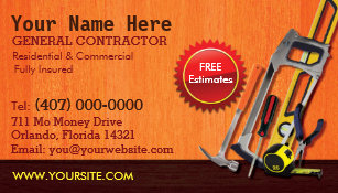 General Contractor Business Cards Zazzle General Contractor Handyman Business Card Template