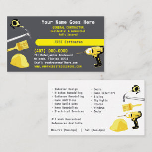 General Contractor HandyMan Do It All Template Business Card