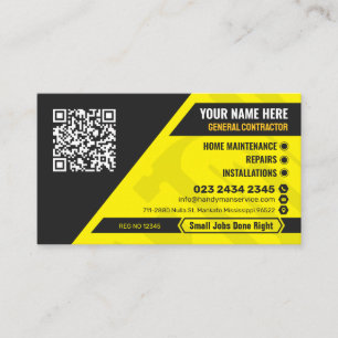General Contractor, Handyman service, Construction Business Card