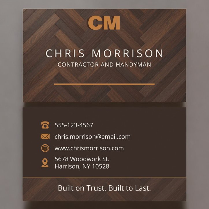General Contractor Handyman Wooden Carpentry Business Card