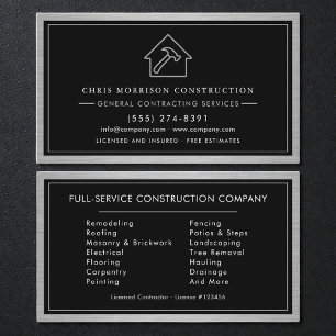 General Contractor Industrial Brushed Steel Business Card