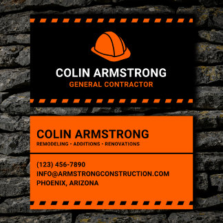 General Contractor Orange Hard Hat Business Card