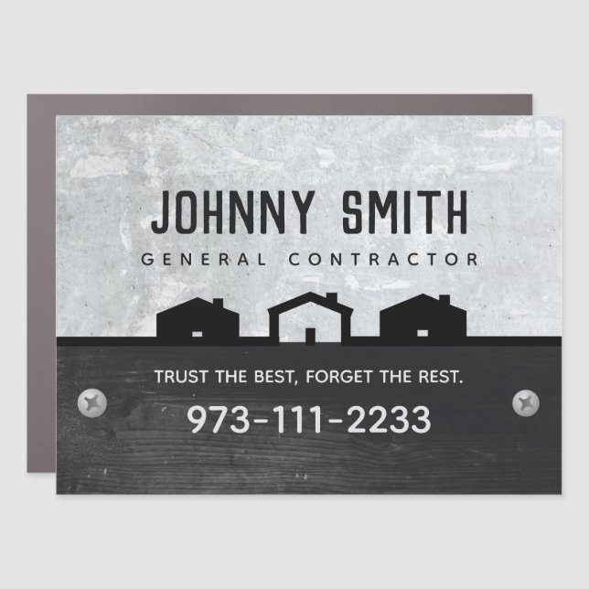 General Contractor Slogans Business Cards Car Magnet (Front)