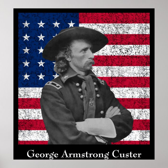 General Custer and The American Flag Print