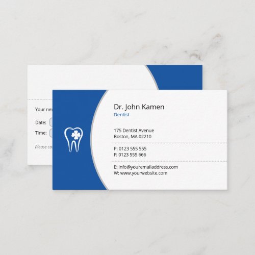 General Dentist  Blue Lucky Teeth Appointment Card