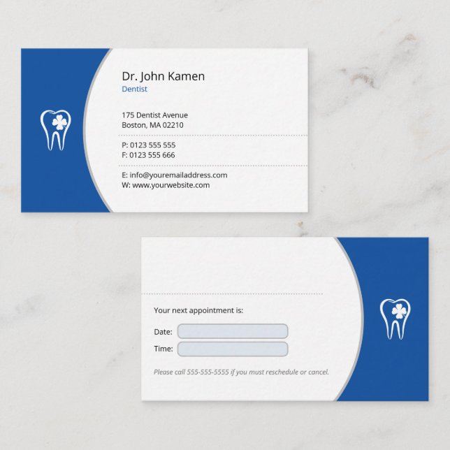 General Dentist | Blue Lucky Teeth Appointment Card (Front/Back)