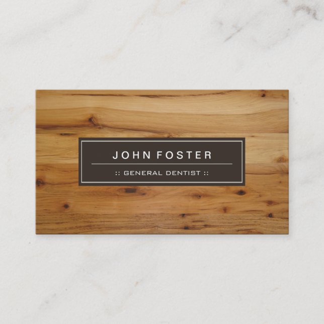 General Dentist - Border Wood Grain Business Card (Front)