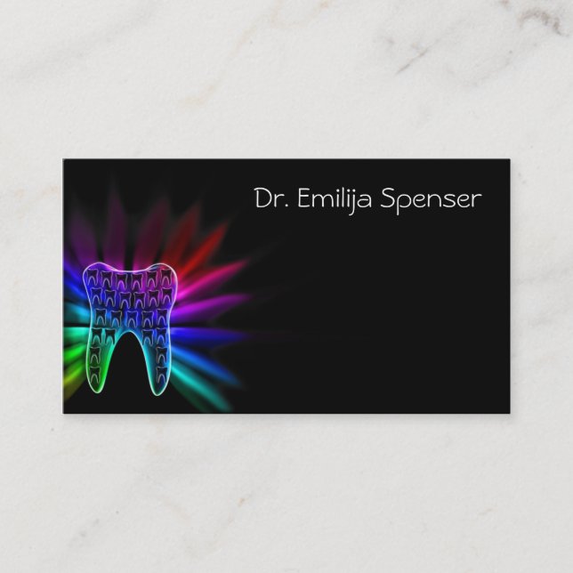 General Dentist Rainbow Color Tooth Black Card (Front)