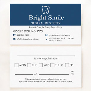 General Dentistry Office Appointment Reminder Business Card