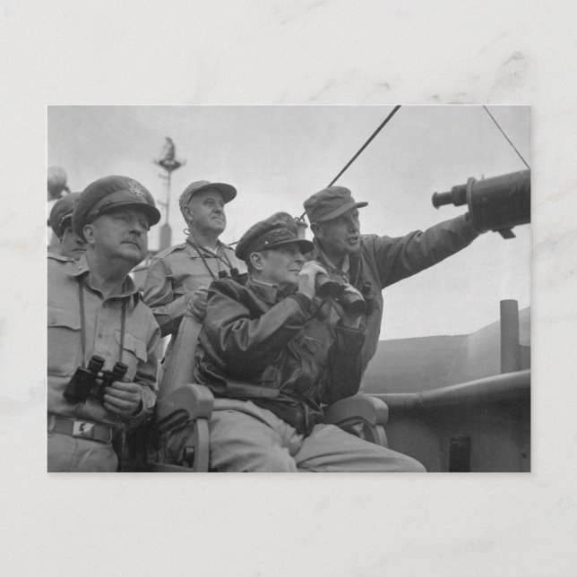 General Douglas MacArthur Shelling of Inchon Postcard (Front)