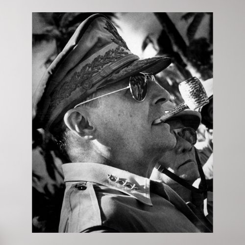 General Douglas MacArthur with Corncob Pipe Poster