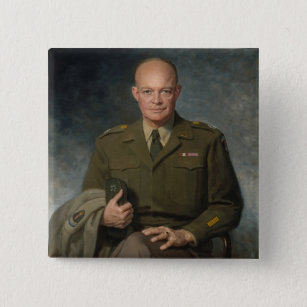 General Dwight Eisenhower 5 Star Painted Portrait Button