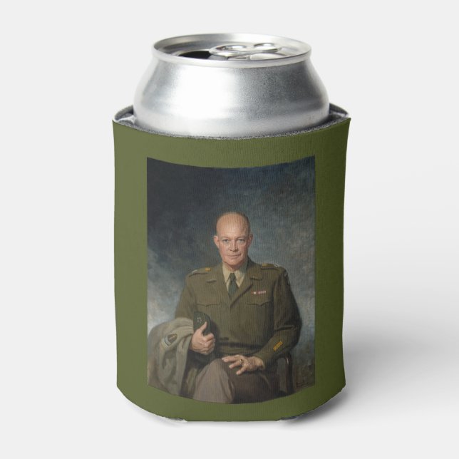 General Dwight Eisenhower 5 Star Painted Portrait Can Cooler (Can Front)