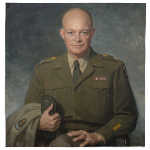 General Dwight Eisenhower 5 Star Painted Portrait Cloth Napkin