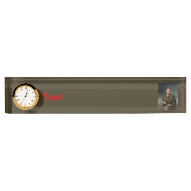 General Dwight Eisenhower 5 Star Painted Portrait Desk Name Plate (Front)