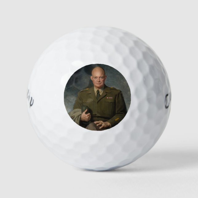 General Dwight Eisenhower 5 Star Painted Portrait Golf Balls (Front)