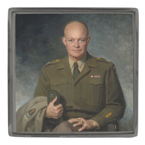 General Dwight Eisenhower 5 Star Painted Portrait Gunmetal Finish Lapel Pin