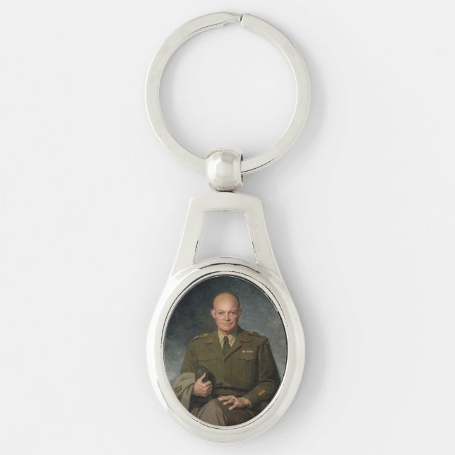 General Dwight Eisenhower 5 Star Painted Portrait Keychain (Front)