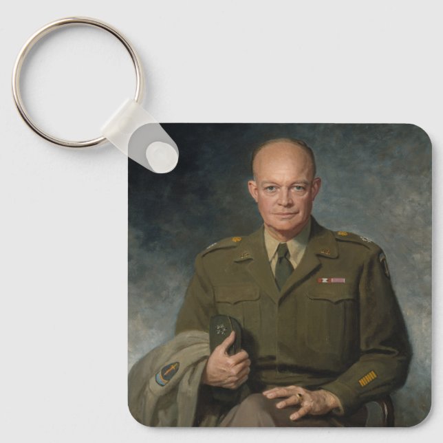 General Dwight Eisenhower 5 Star Painted Portrait Keychain (Front)