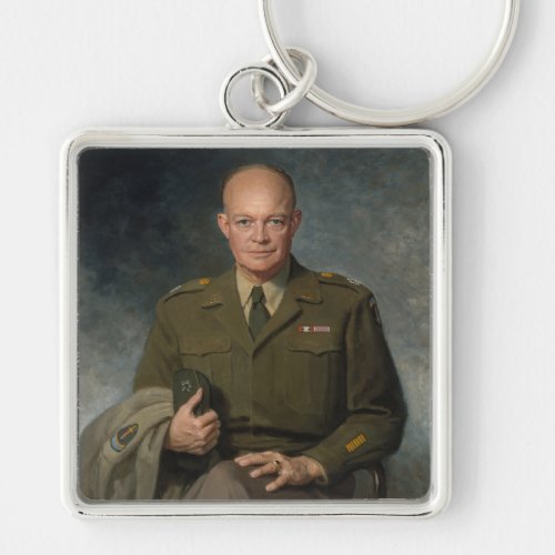 General Dwight Eisenhower 5 Star Painted Portrait Keychain