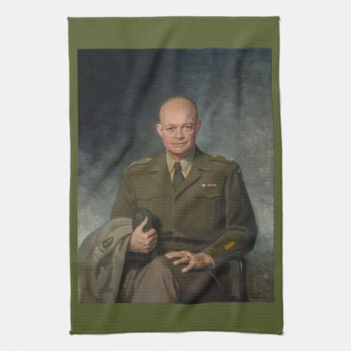 General Dwight Eisenhower 5 Star Painted Portrait Kitchen Towel