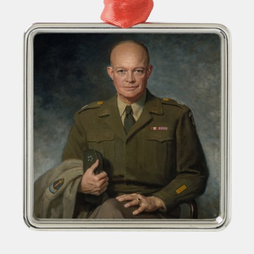 General Dwight Eisenhower 5 Star Painted Portrait Metal Ornament