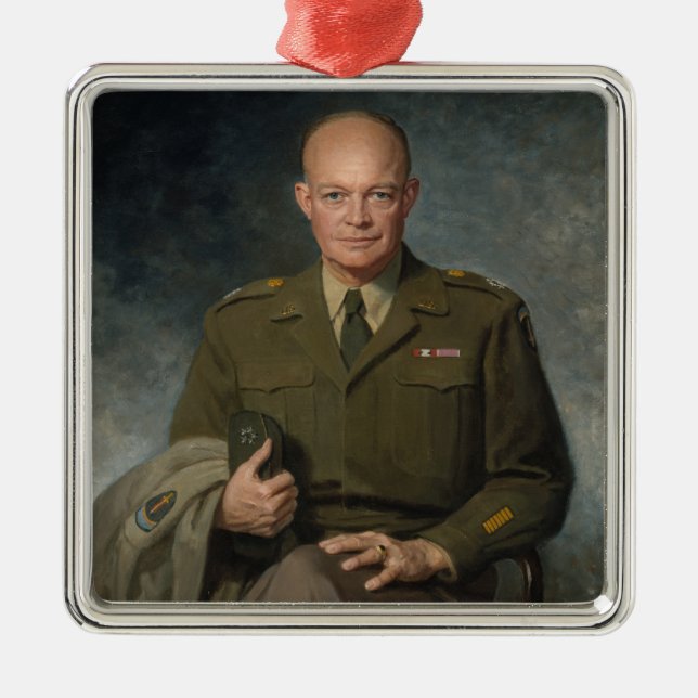 General Dwight Eisenhower 5 Star Painted Portrait Metal Ornament (Front)